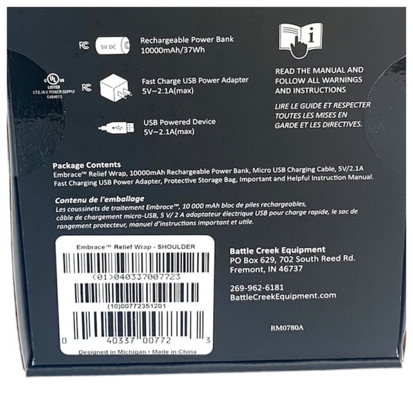 New Battle Creek Embrace Relief Portable Rechargeable Heat Wrap SHOULDER - Picture 6 of 8